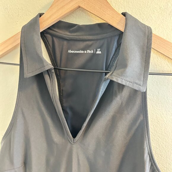 Abercrombie & Fitch Polo Mini Dress Size Small Tall Black Traveler Sleeveless - Picture 4 of 10